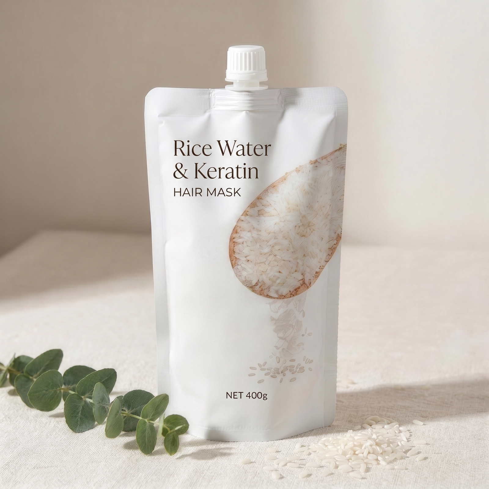 Rice water and keratin hair mask