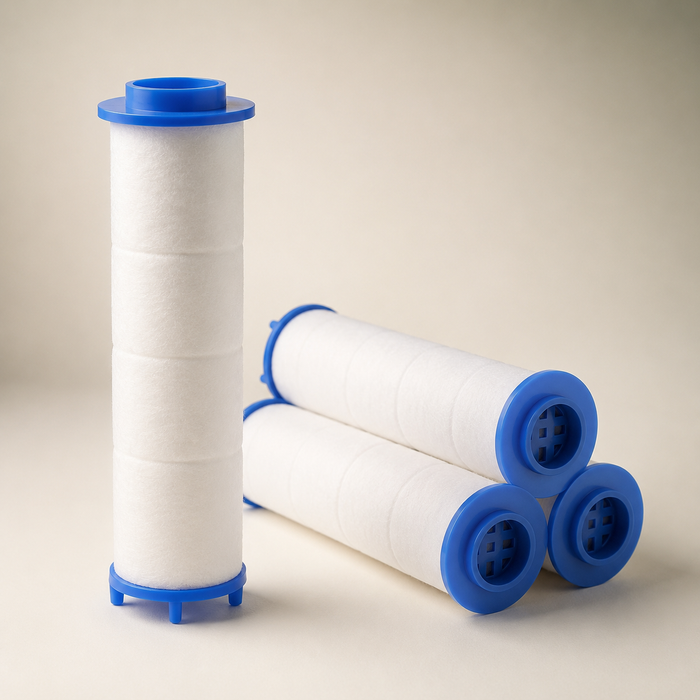 Ablu Ritual Ion Drop replacement filters - white PP-cotton cartridges with blue caps